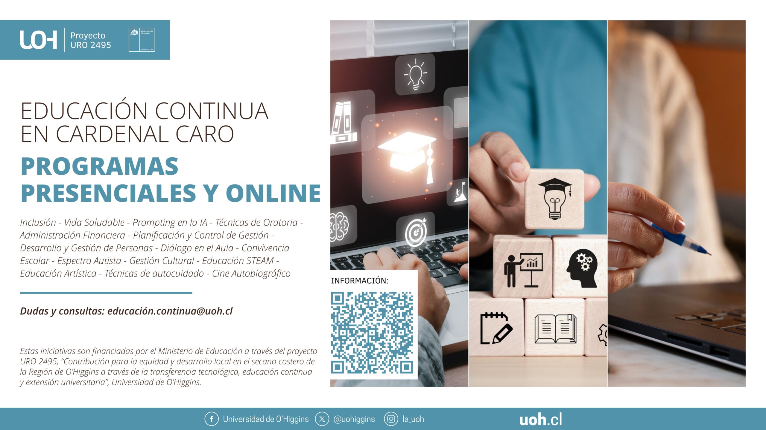 Universidad de O'Higgins ofrece curso gratuito para cuidadores en Paredones